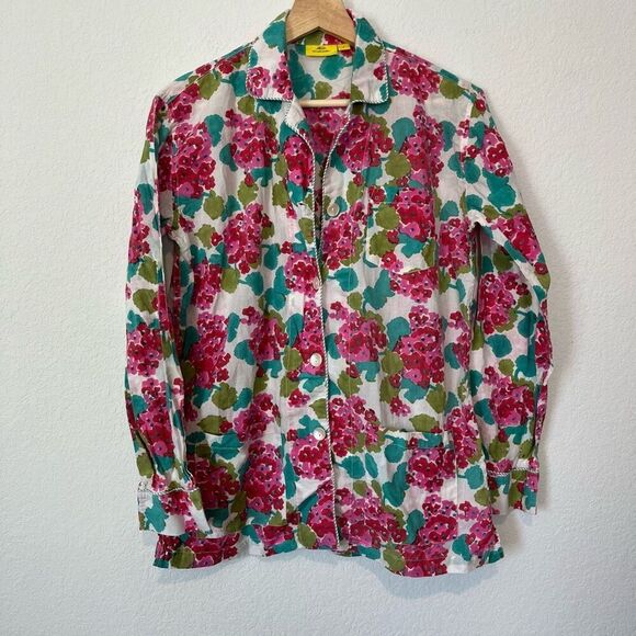 Roller Rabbit Other - Roller Rabbit Floral Long Sleeve Button Down Pajama Shirt Women's Size Small